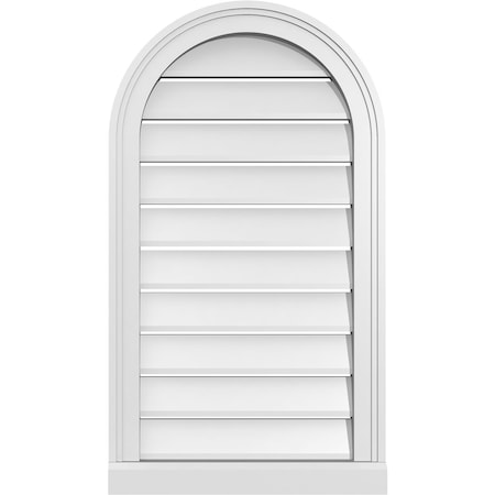 Ekena Millwork Round Top Surface Mount PVC Gable Vent: Functional, w/ 2"W x 2"P Brickmould Sill Frame, 18"W x 32"H GVPRT18X3203SF